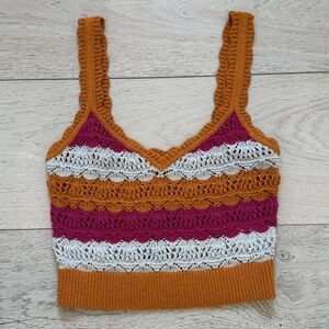 Express Crochet Stripped Cropped Sweater Tank in Size Small NWT